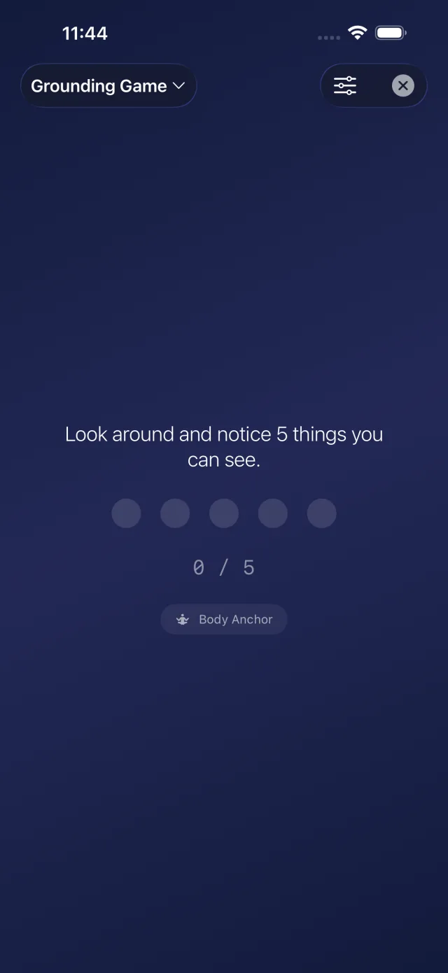 Grounding exercise prompting you to notice five things you can see.